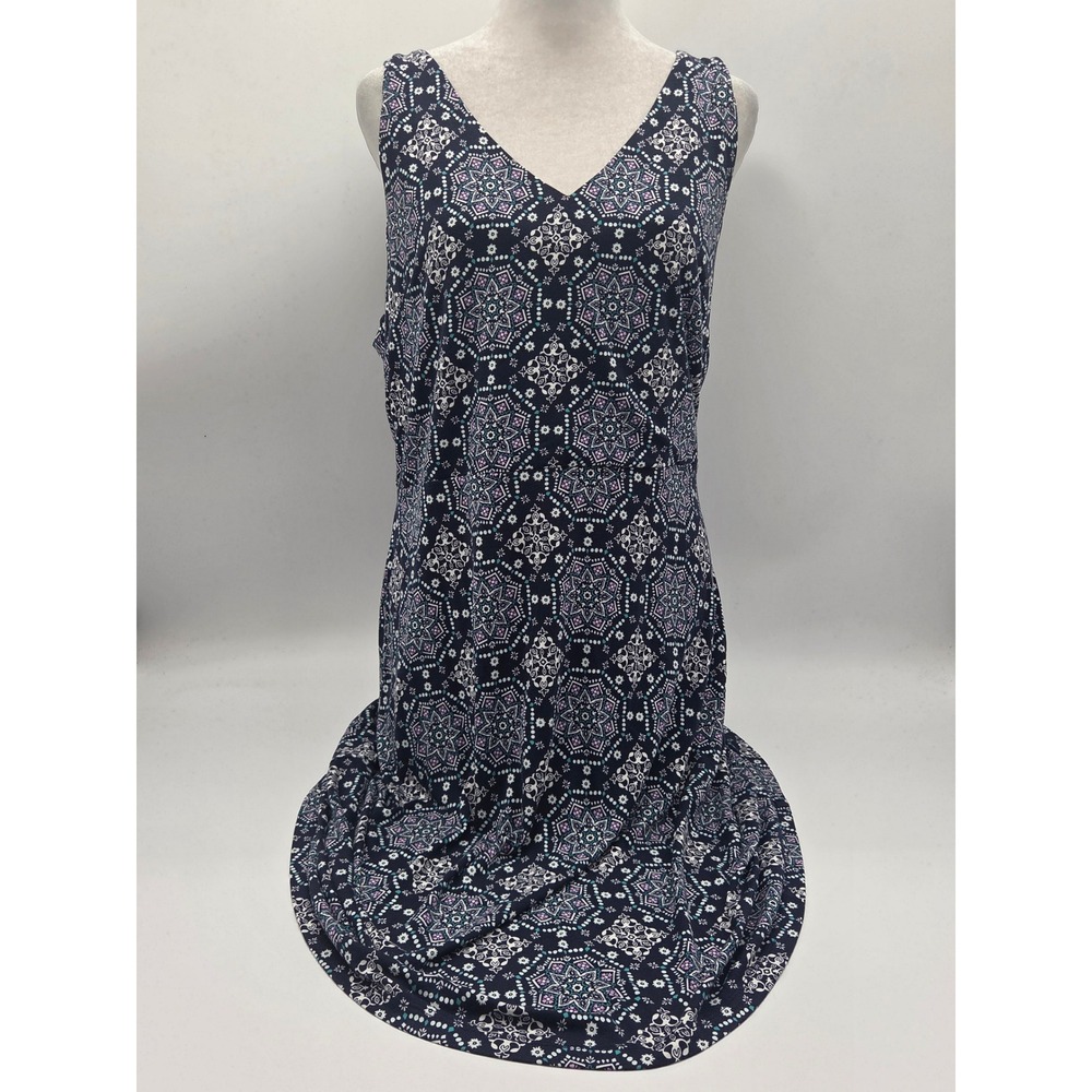 LOFT Outlet Size 12 Navy Medallion Print V-Neck Midi Dress NWT 101-926